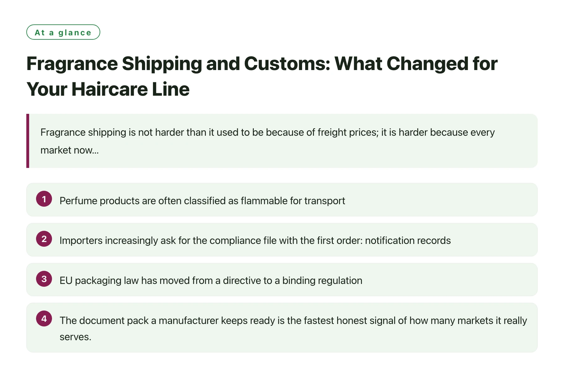 Fragrance Shipping and Customs: What Changed for Your Haircare Line——全文要点速览